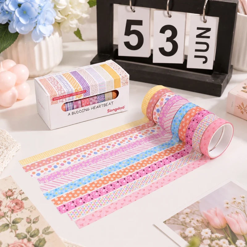 Scrapbooking - 10 рулонов пастельной цветочной ленты васи,