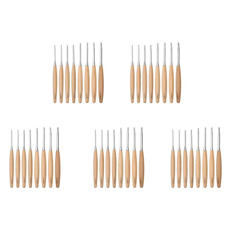 Wooden Crochet Hooks Ergonomic Handle - M12K – набор из 40 деревянных